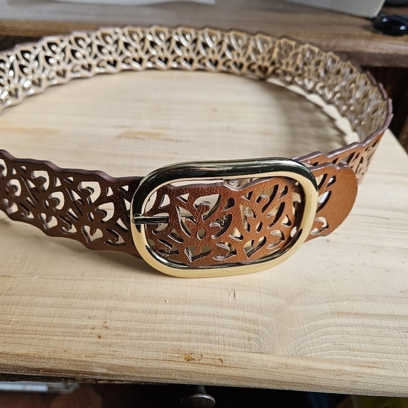 Apt 9 Accessories - Apt 9 -- 2-Sided Silver and Brown Cutout Design Belt. Approx Length 42"